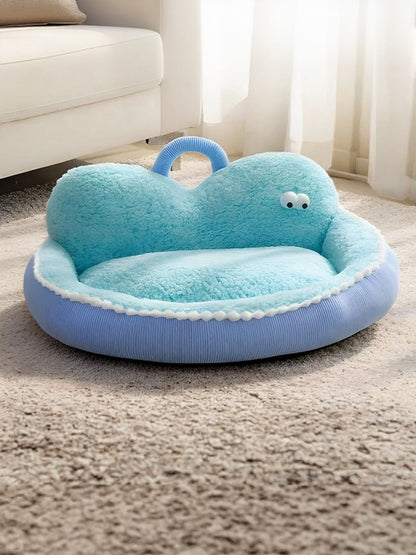 Cartoon Design Foldable Cozy Pet Nest – PP Cotton Semi-Enclosed Bed for Dogs & Cats – view 12