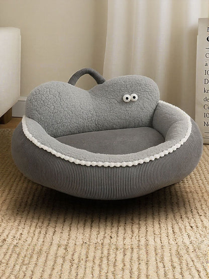 Cartoon Design Foldable Cozy Pet Nest – PP Cotton Semi-Enclosed Bed for Dogs & Cats – view 13
