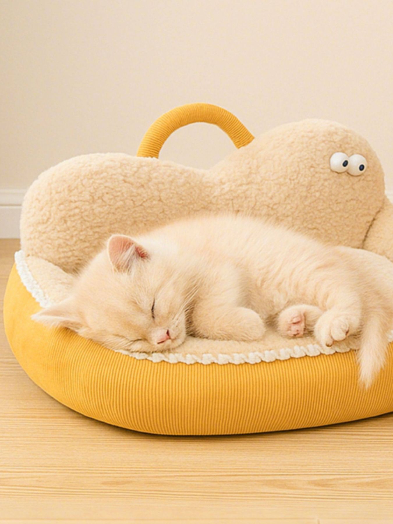 Cartoon Design Foldable Cozy Pet Nest – PP Cotton Semi-Enclosed Bed for Dogs & Cats – view 2
