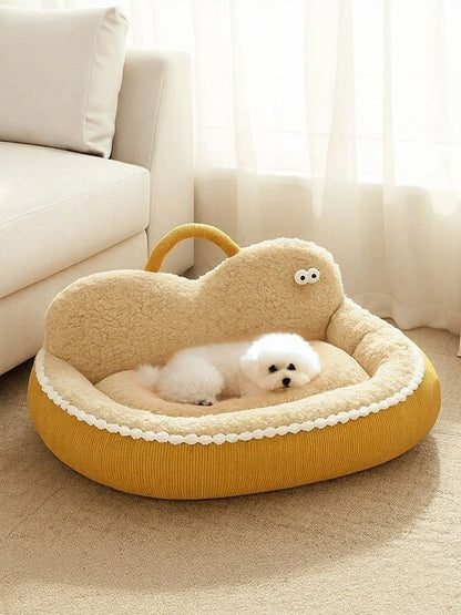 Cartoon Design Foldable Cozy Pet Nest – PP Cotton Semi-Enclosed Bed for Dogs & Cats – view 4