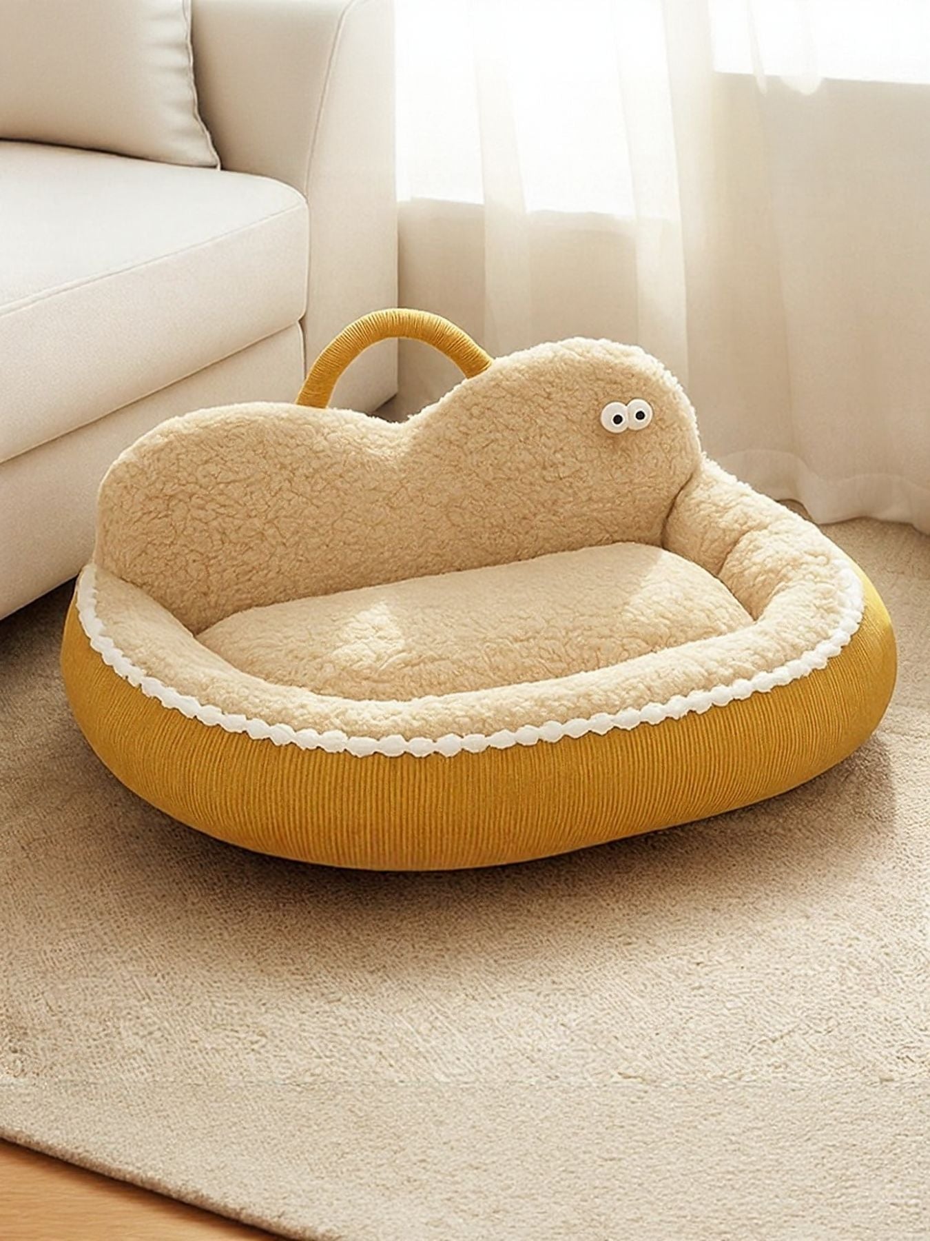 Cartoon Design Foldable Cozy Pet Nest – PP Cotton Semi-Enclosed Bed for Dogs & Cats – view 5