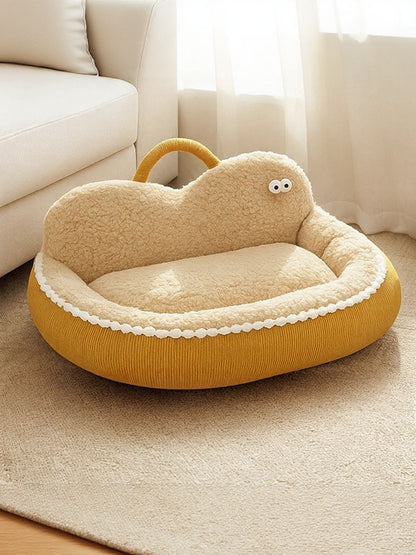 Cartoon Design Foldable Cozy Pet Nest – PP Cotton Semi-Enclosed Bed for Dogs & Cats – view 5