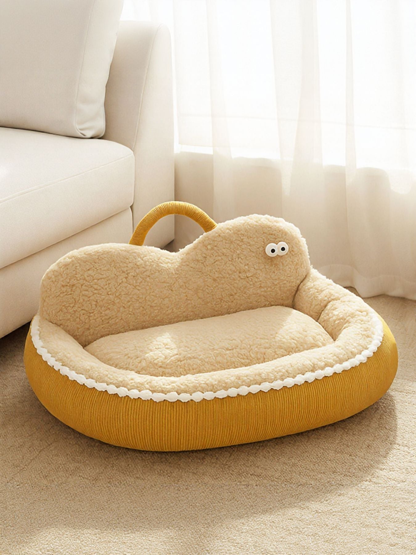 Cartoon Design Foldable Cozy Pet Nest – PP Cotton Semi-Enclosed Bed for Dogs & Cats – view 6