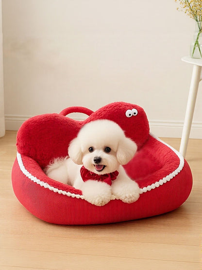 Cartoon Design Foldable Cozy Pet Nest – PP Cotton Semi-Enclosed Bed for Dogs & Cats – view 7