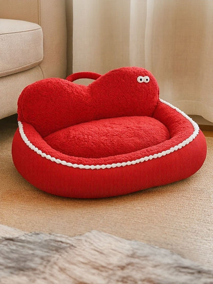 Cartoon Design Foldable Cozy Pet Nest – PP Cotton Semi-Enclosed Bed for Dogs & Cats – view 8