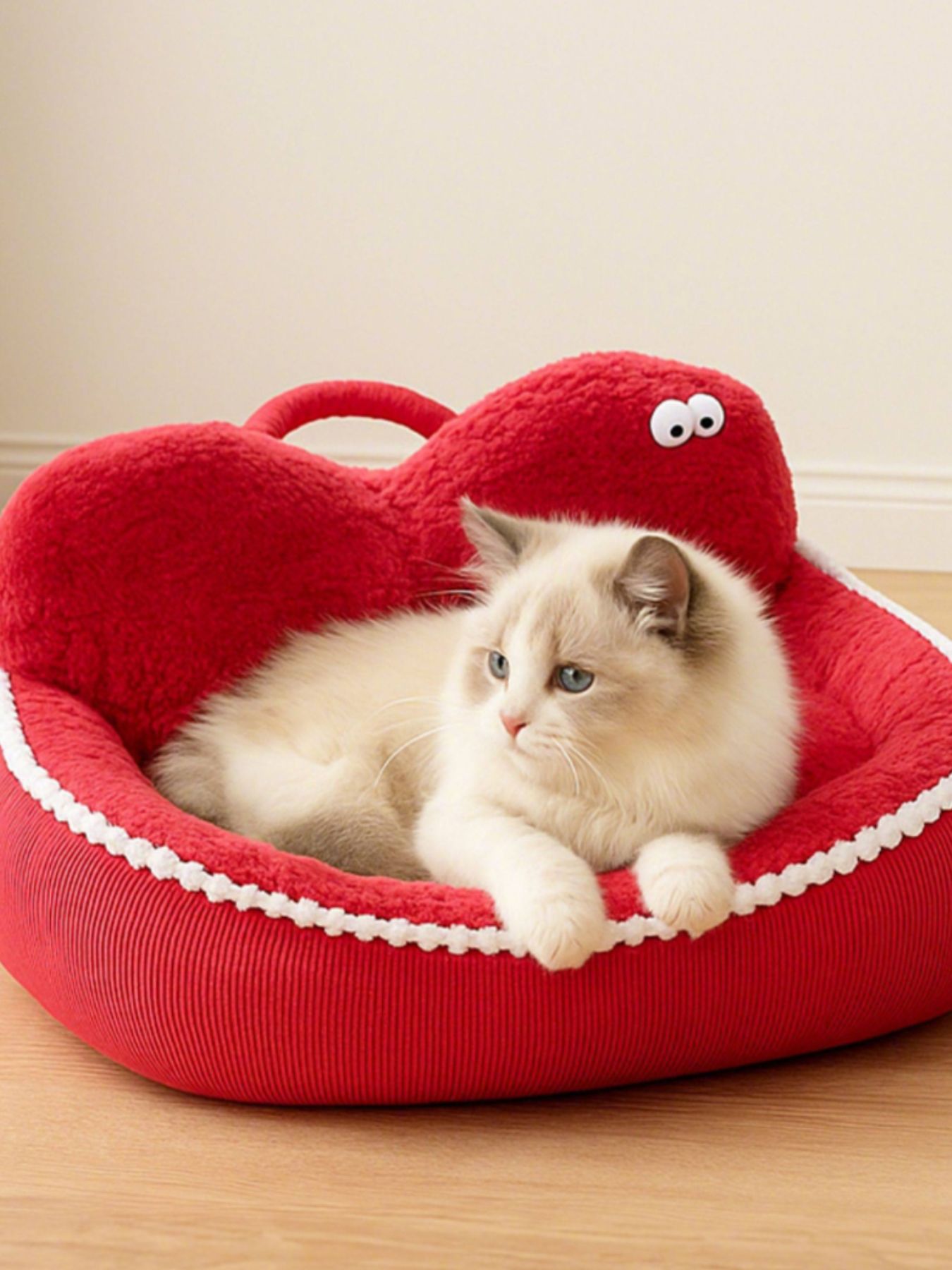 Cartoon Design Foldable Cozy Pet Nest – PP Cotton Semi-Enclosed Bed for Dogs & Cats – view 9