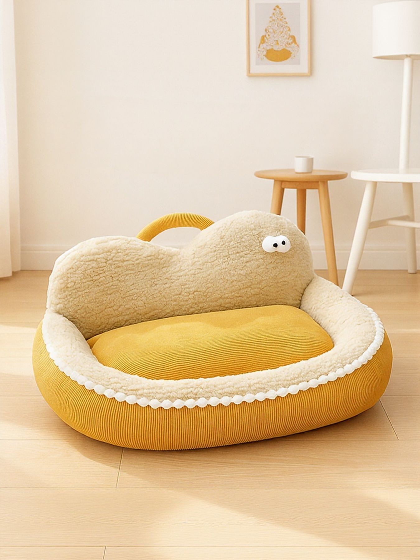Cartoon design foldable semi-enclosed cozy pet nest bed for dogs and cats
