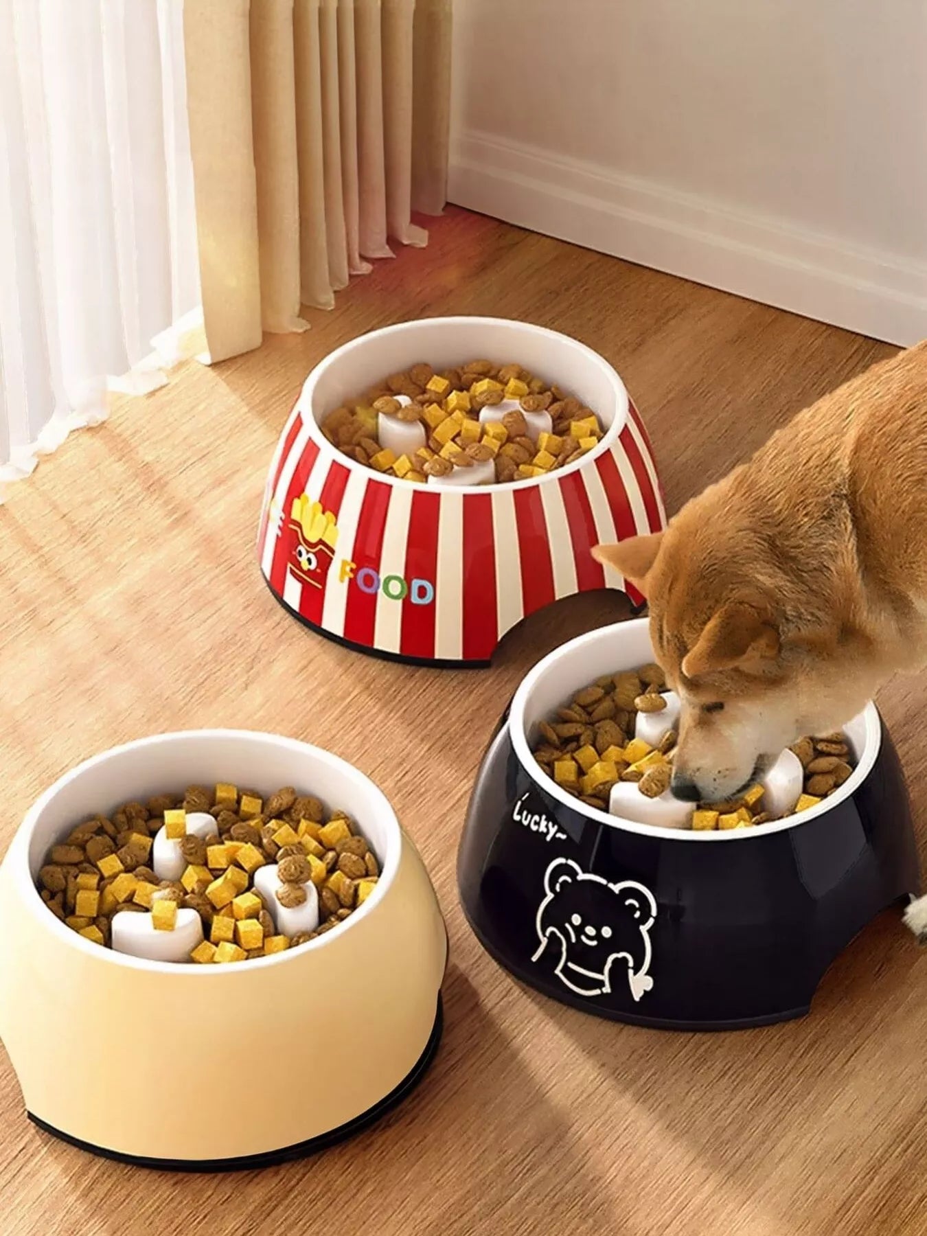 Cartoon Pattern Ceramic Pet Bowl with Size Options – view 2