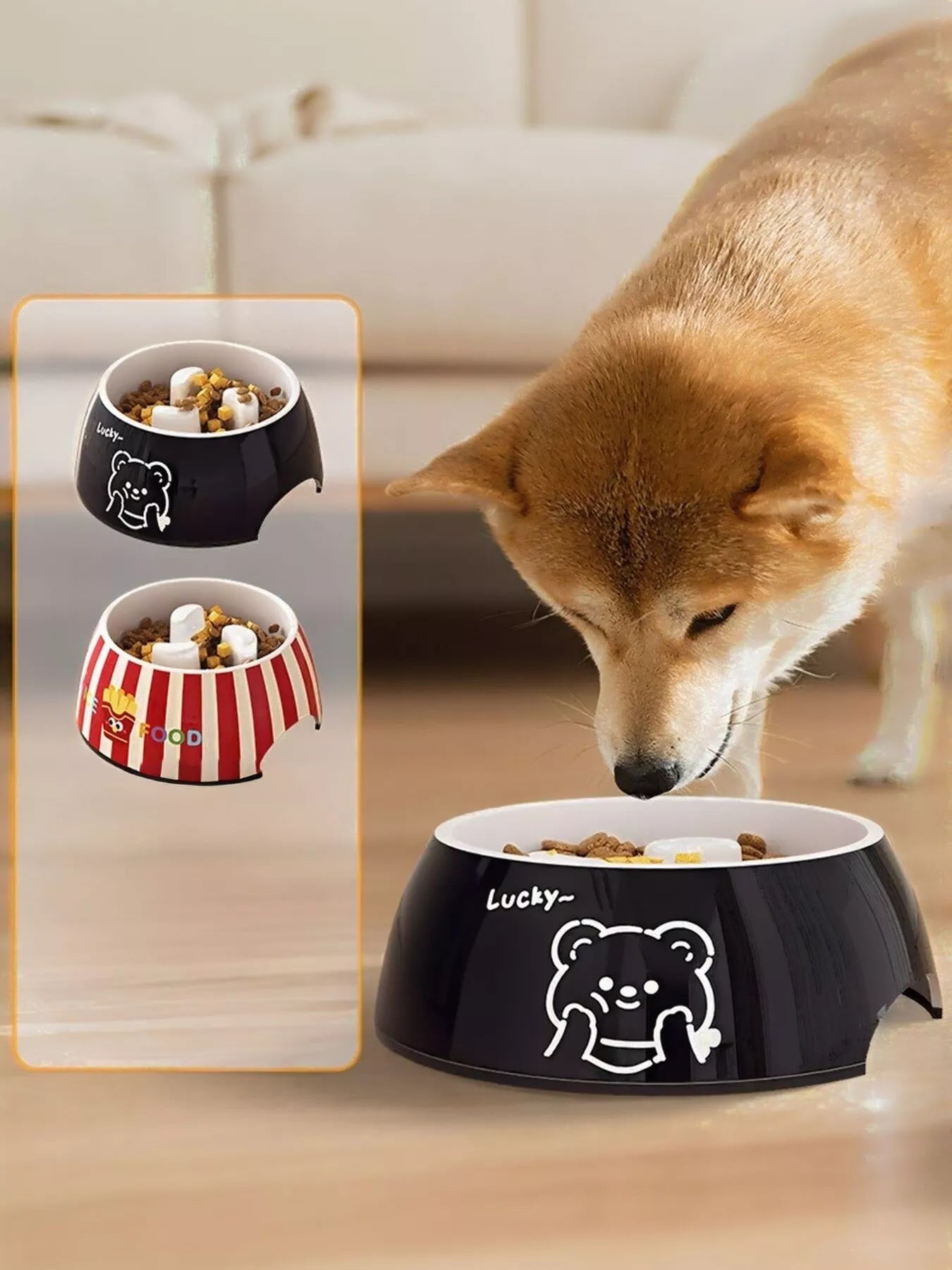 Cartoon pattern ceramic pet bowl for dogs and cats