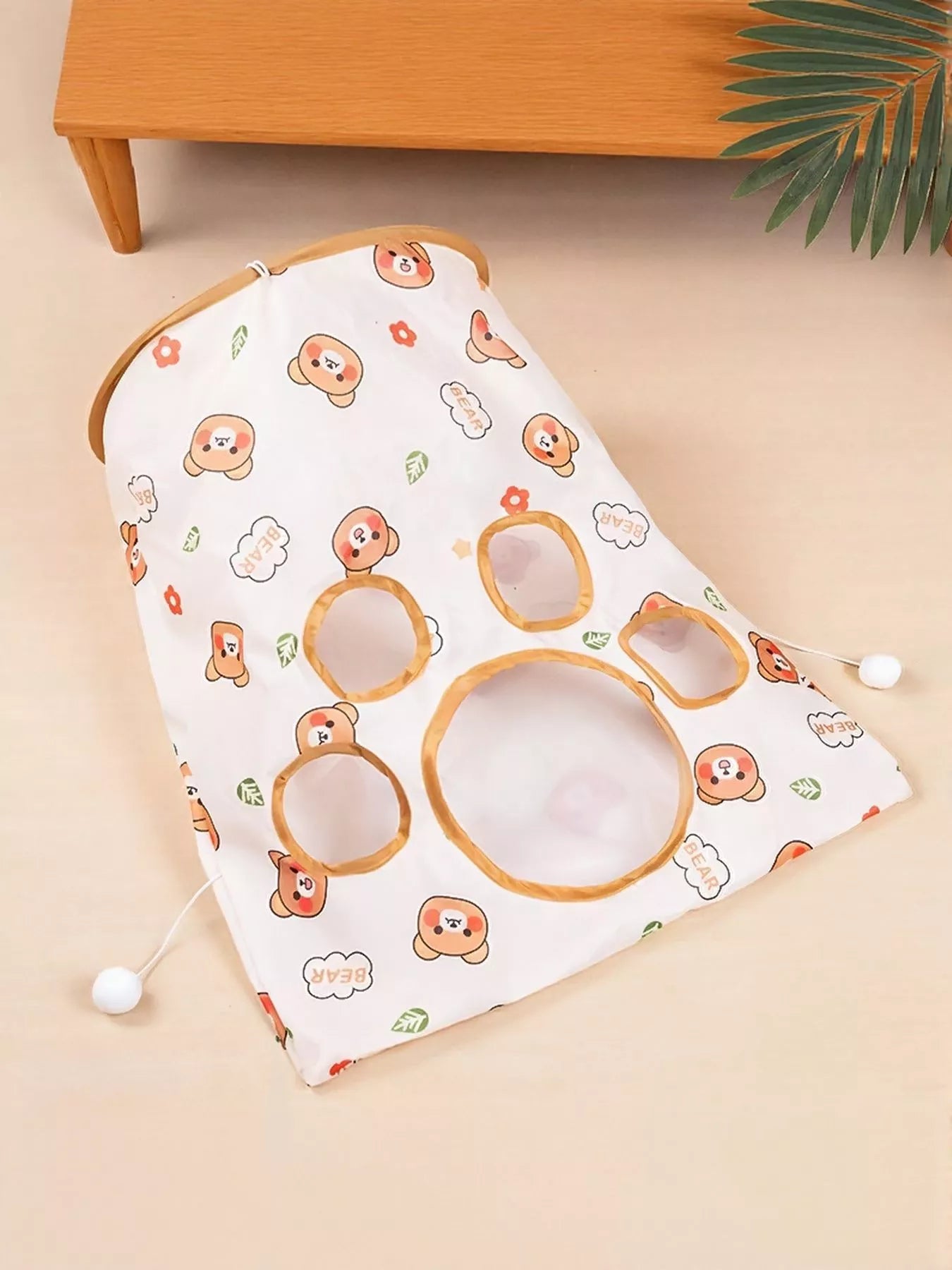 Cartoon Pattern Collapsible Cat Tunnel – Polyester Pop-Up Play Tunnel for Cats – view 8