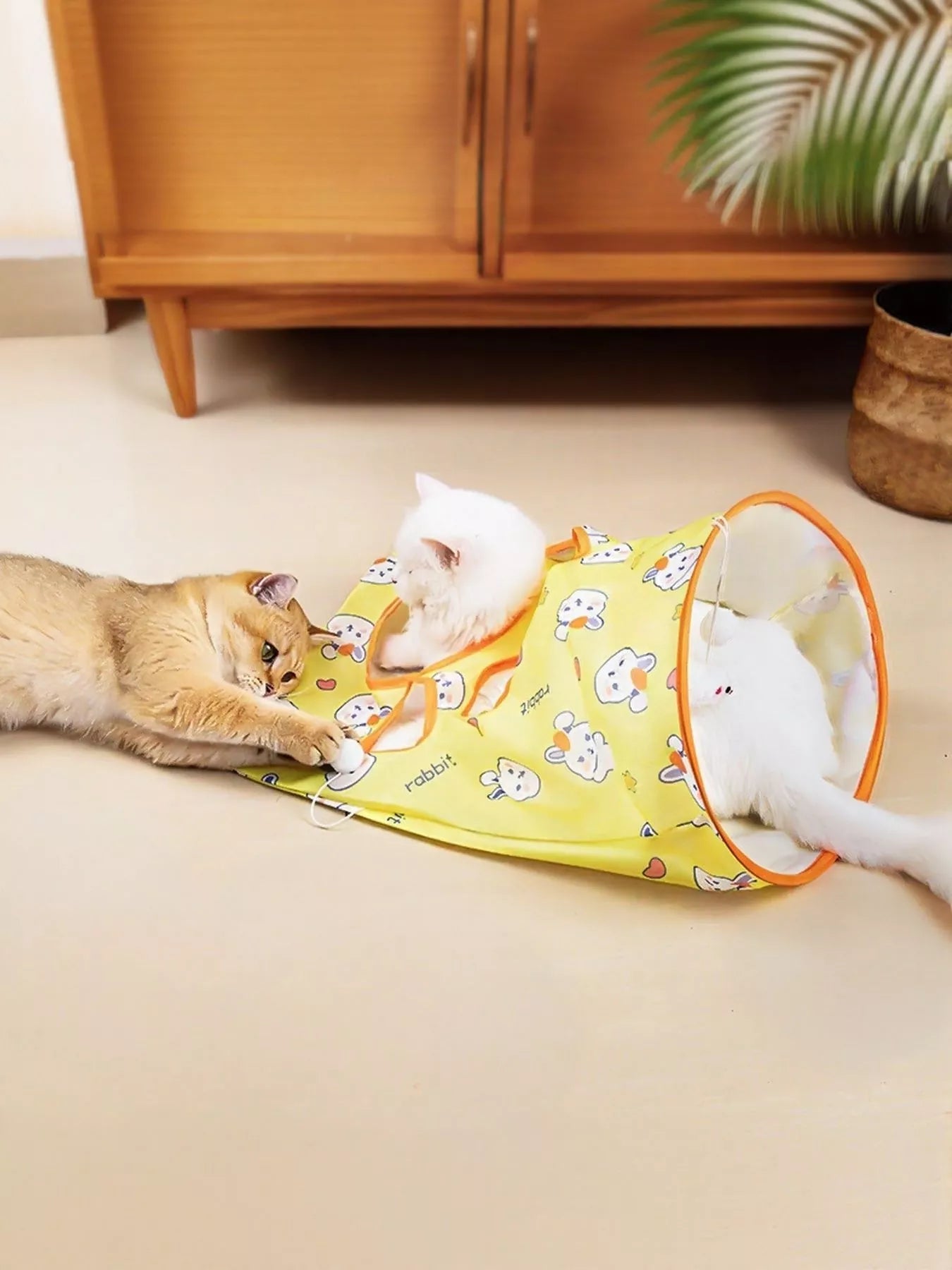Cartoon pattern collapsible pop-up cat tunnel play toy for cats