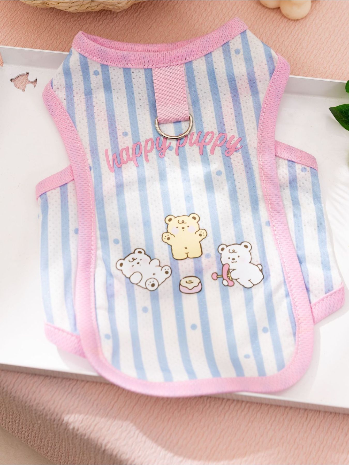 Cartoon Print Ribbed Pet Tank Top – Sleeveless Polyester Shirt for Dogs & Cats – view 7