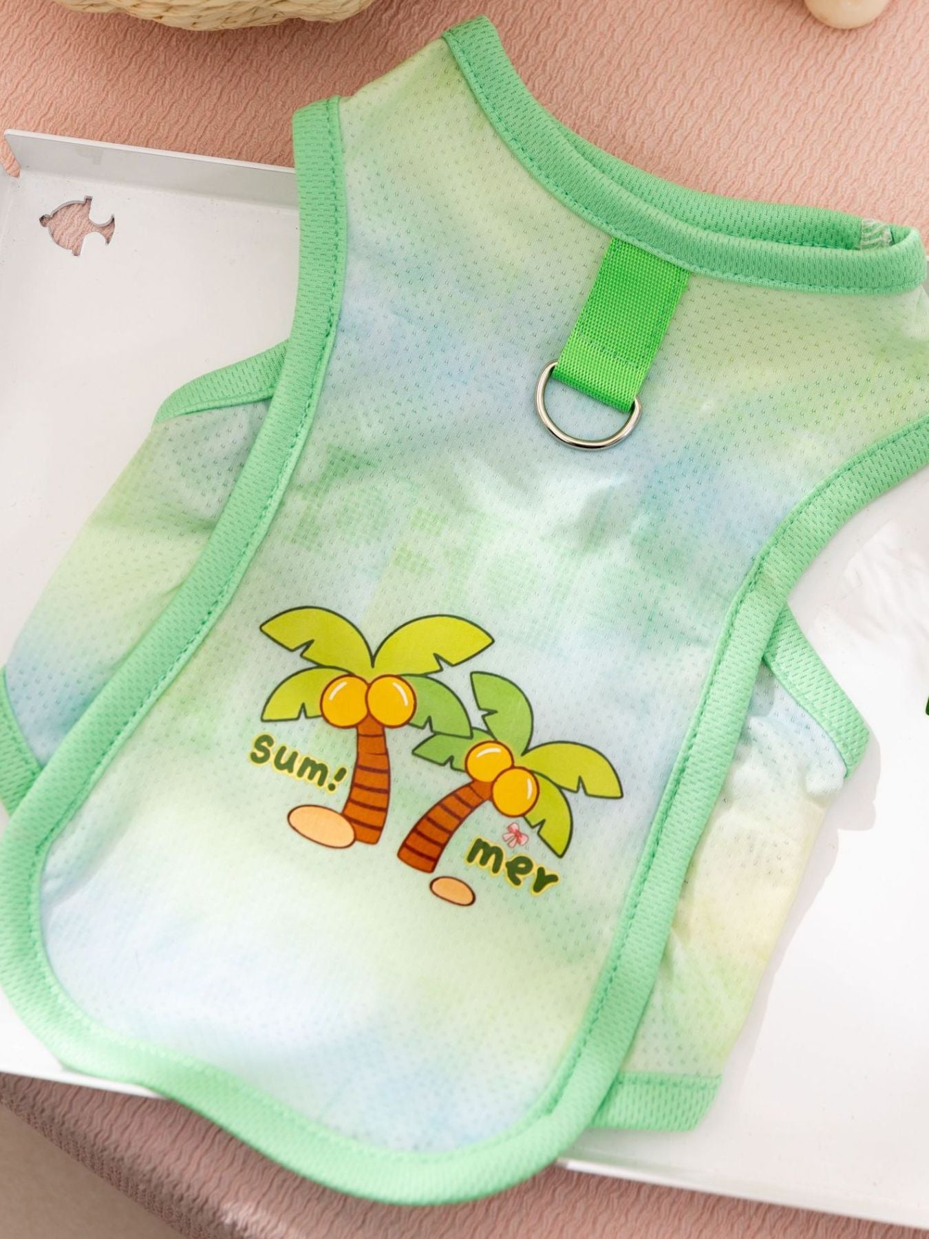 Cartoon Print Ribbed Pet Tank Top – Sleeveless Polyester Shirt for Dogs & Cats – view 8