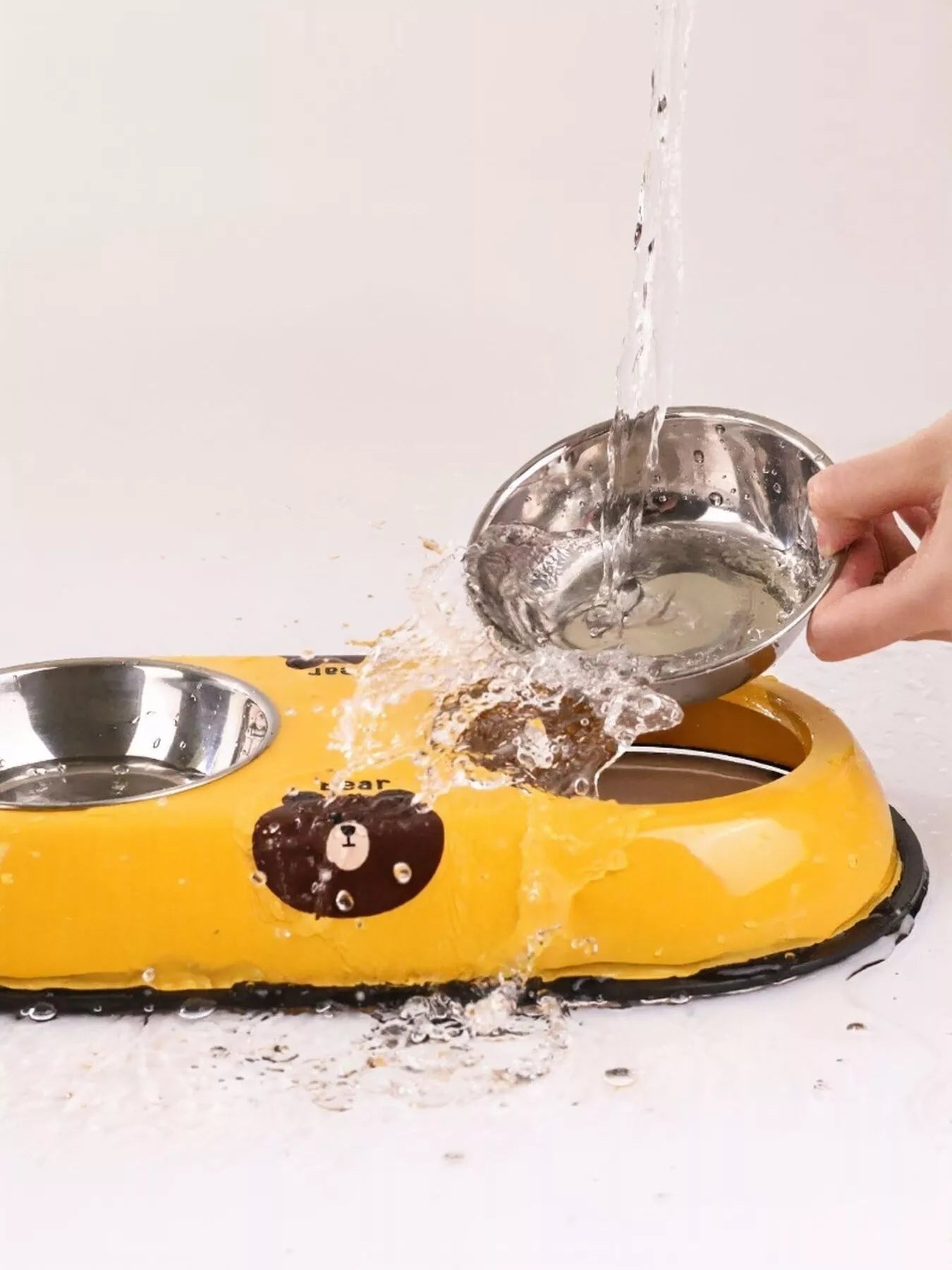 Cartoon Stainless Steel Double Pet Bowls – Food & Water Bowl Set for Dogs & Cats – view 2