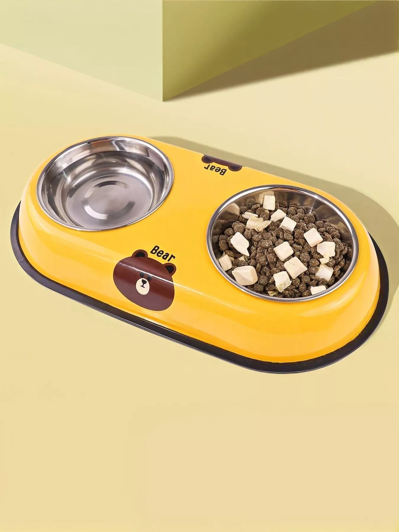 Cartoon Stainless Steel Double Pet Bowls – Food & Water Bowl Set for Dogs & Cats – view 3