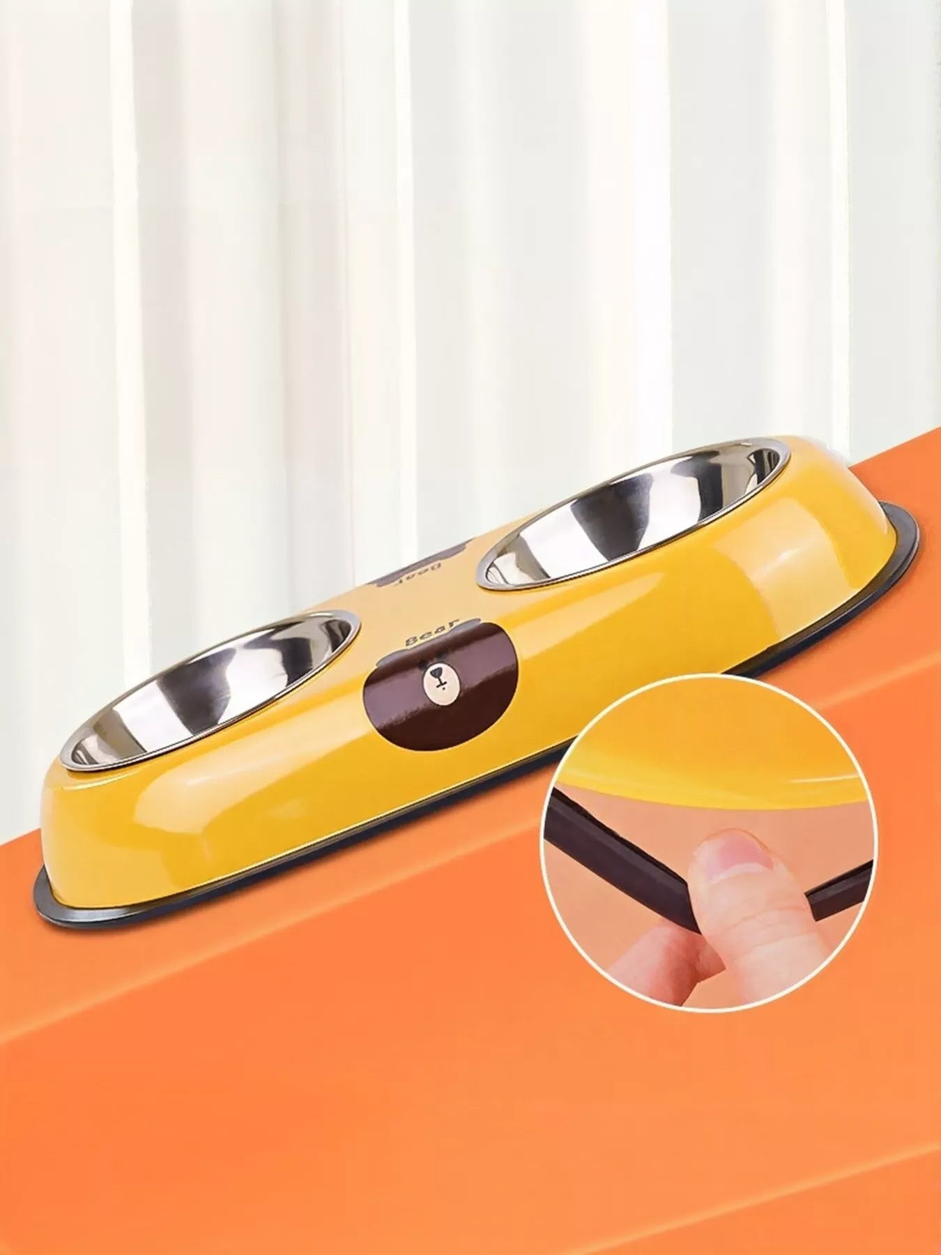 Cartoon Stainless Steel Double Pet Bowls – Food & Water Bowl Set for Dogs & Cats – view 4