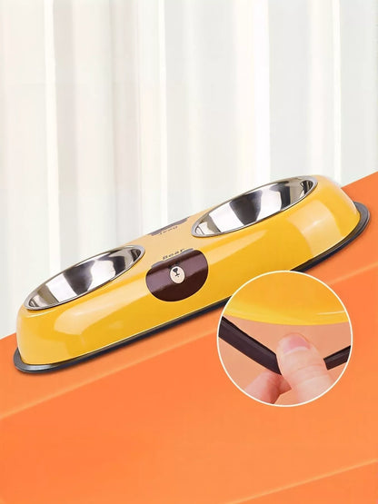 Cartoon Stainless Steel Double Pet Bowls – Food & Water Bowl Set for Dogs & Cats – view 4
