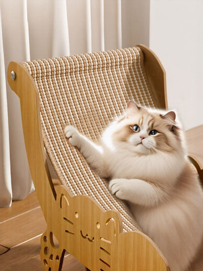 Cat Scratching Board Recliner with Sisal Mat – Wooden Lounge Scratcher for Cats – view 2