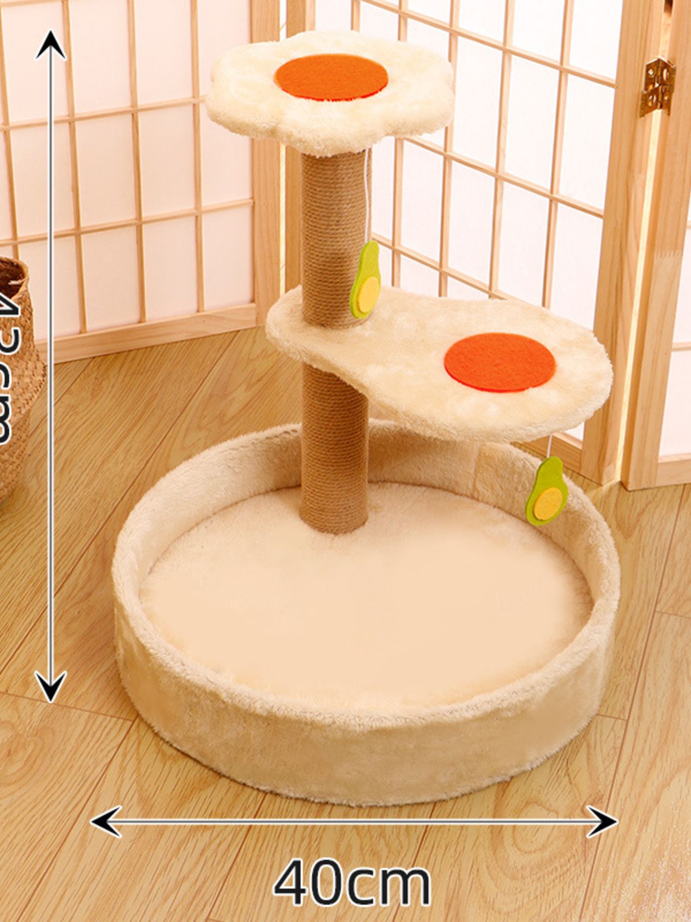 Cat Scratching Post with Bed & Hanging Toy – Polyester 3-in-1 Cat Furniture – view 11