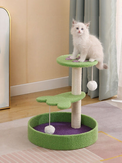 Cat Scratching Post with Bed & Hanging Toy – Polyester 3-in-1 Cat Furniture – view 12