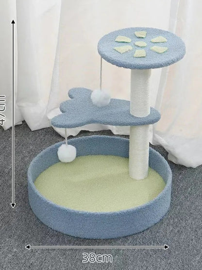 Cat Scratching Post with Bed & Hanging Toy – Polyester 3-in-1 Cat Furniture – view 13