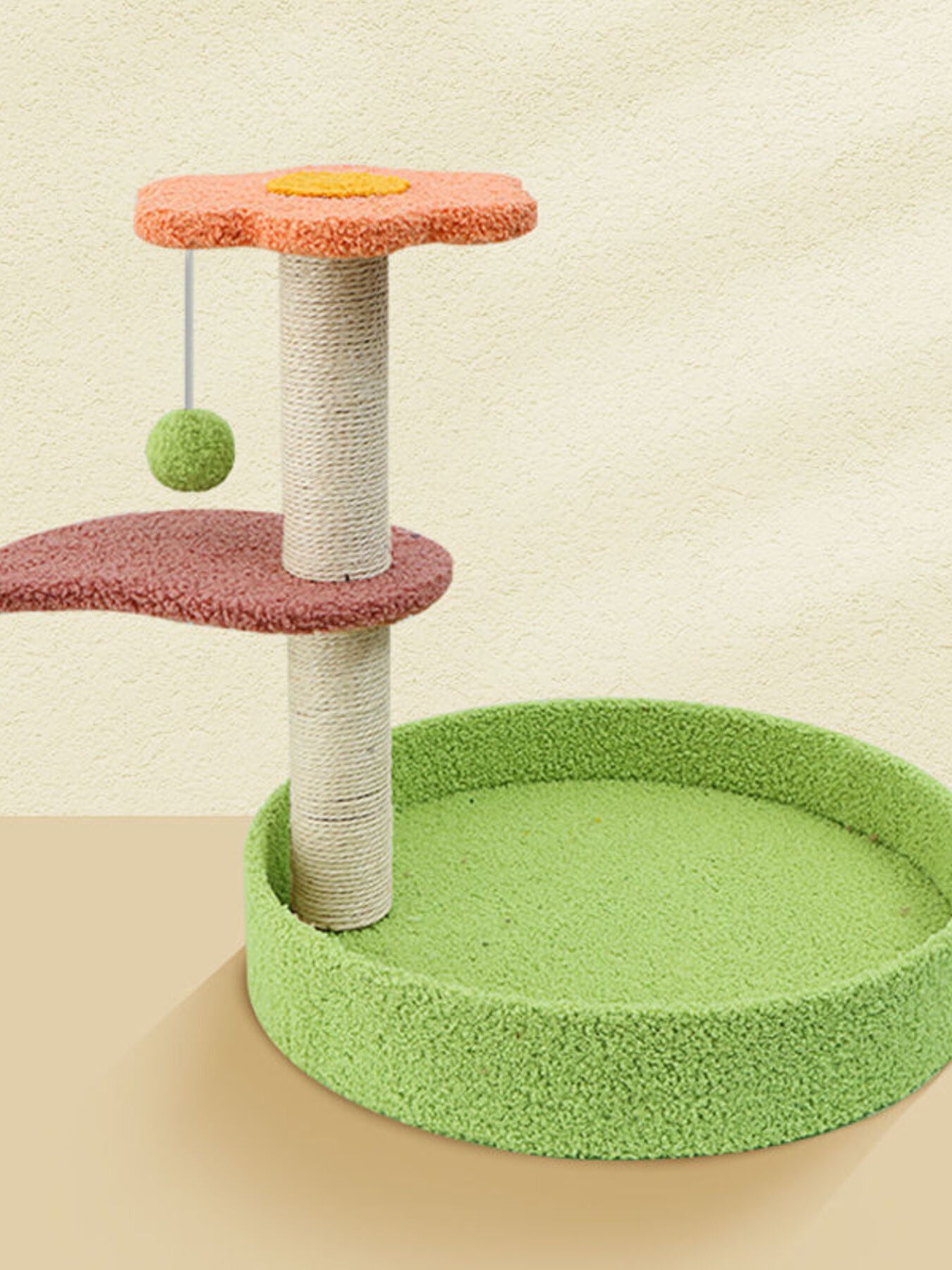 Cat Scratching Post with Bed & Hanging Toy – Polyester 3-in-1 Cat Furniture – view 14