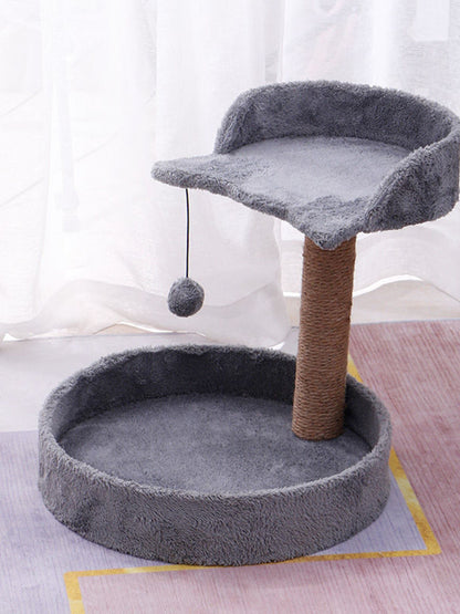 Cat Scratching Post with Bed & Hanging Toy – Polyester 3-in-1 Cat Furniture – view 16