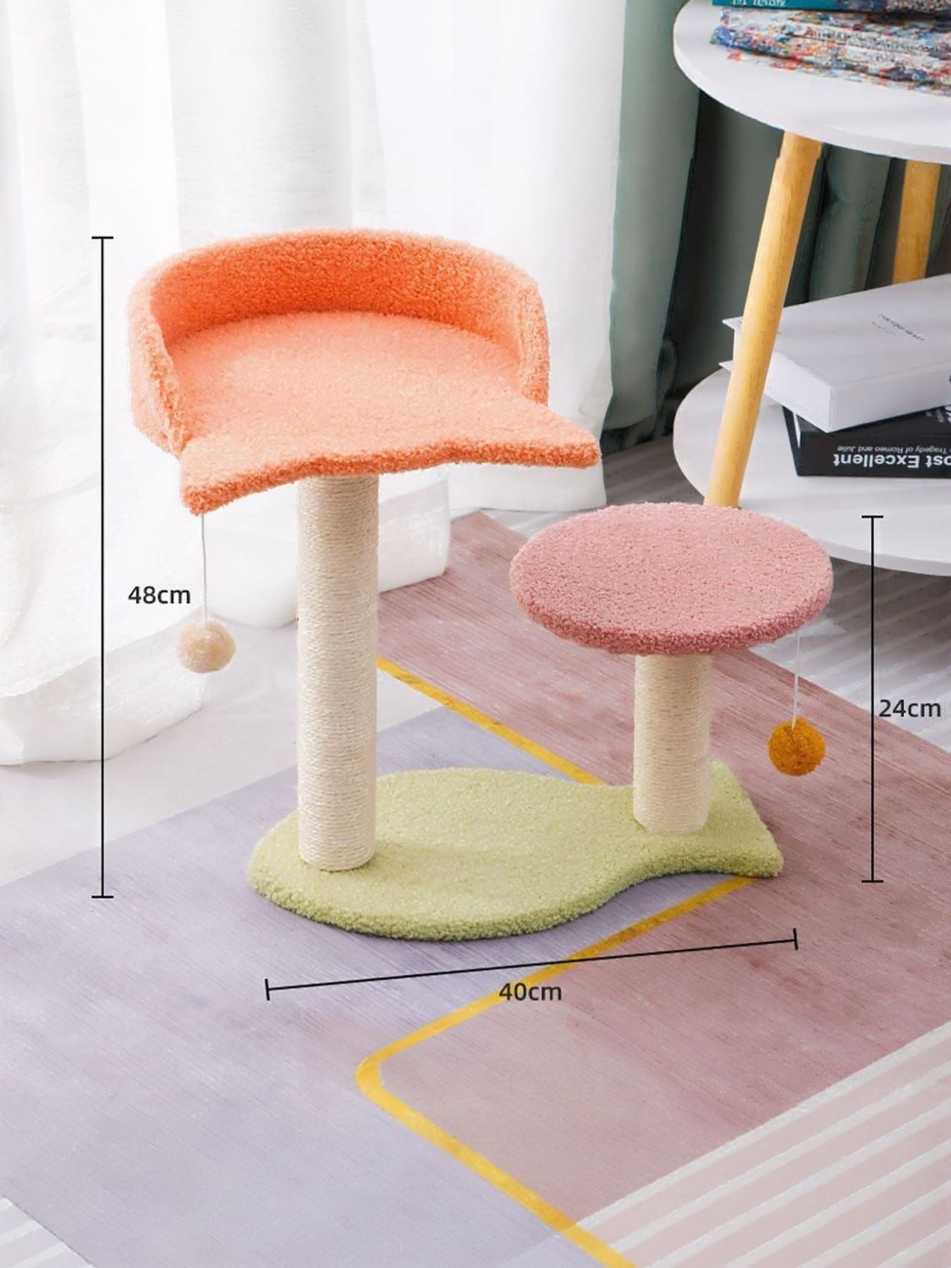 Cat Scratching Post with Bed & Hanging Toy – Polyester 3-in-1 Cat Furniture – view 17