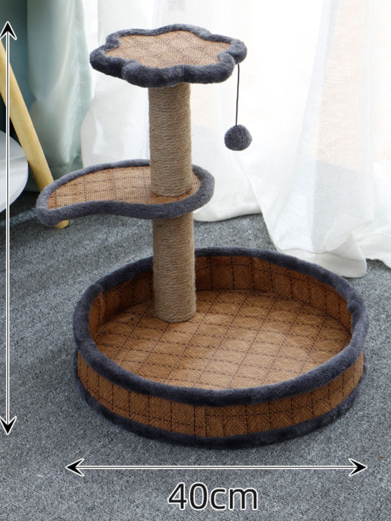 Cat Scratching Post with Bed & Hanging Toy – Polyester 3-in-1 Cat Furniture – view 3