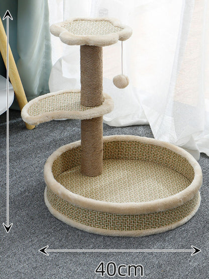 Cat Scratching Post with Bed & Hanging Toy – Polyester 3-in-1 Cat Furniture – view 6