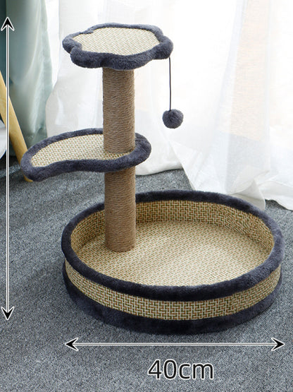 Cat Scratching Post with Bed & Hanging Toy – Polyester 3-in-1 Cat Furniture – view 7