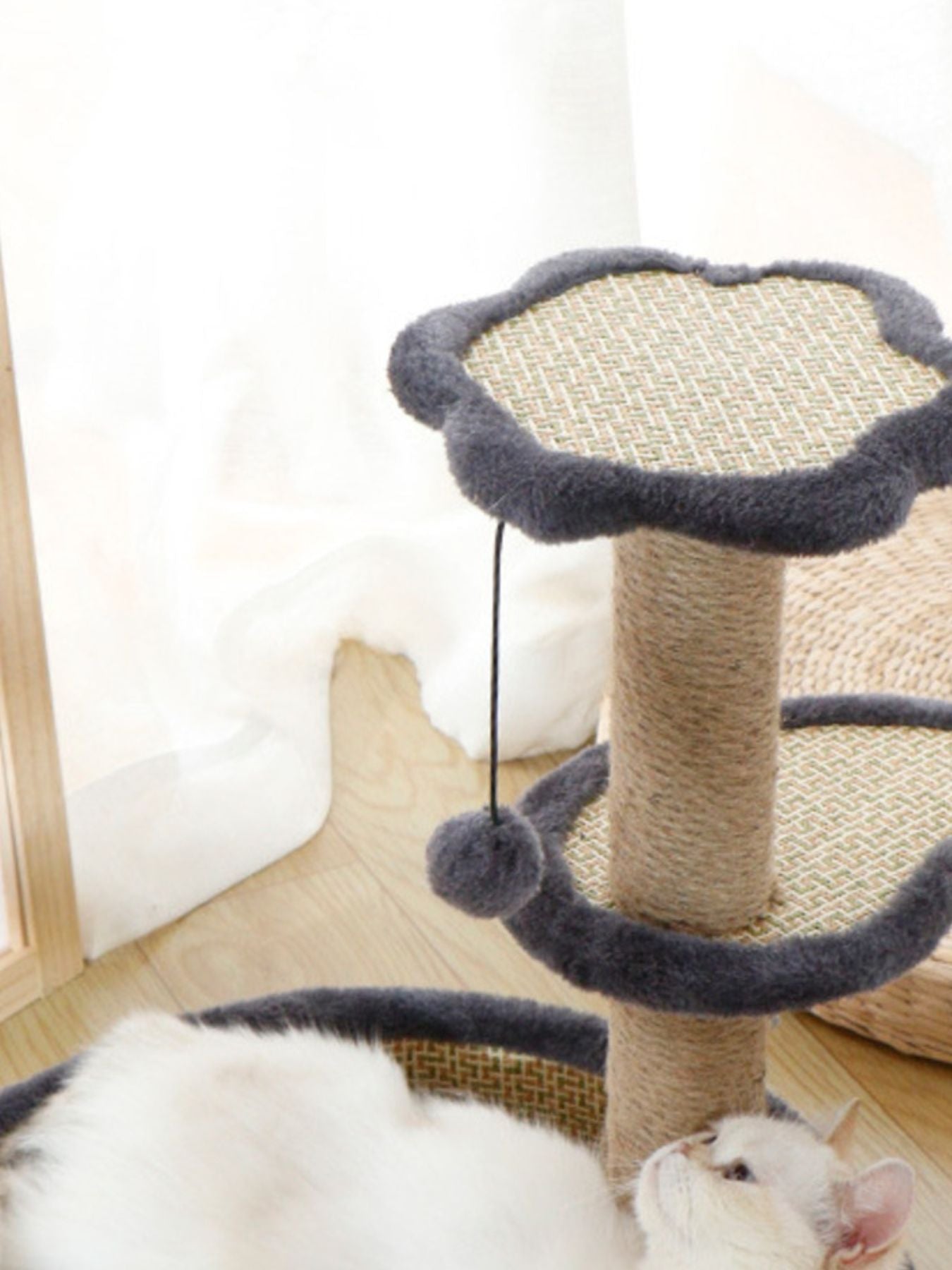 Cat Scratching Post with Bed & Hanging Toy – Polyester 3-in-1 Cat Furniture – view 8