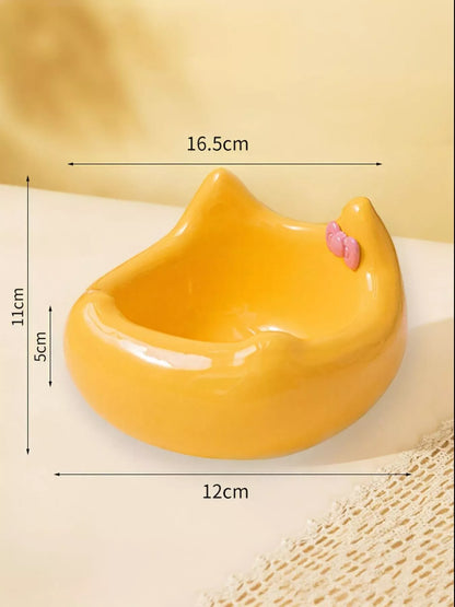 Ceramic Pet Bowl with Bowknot Decoration – view 10