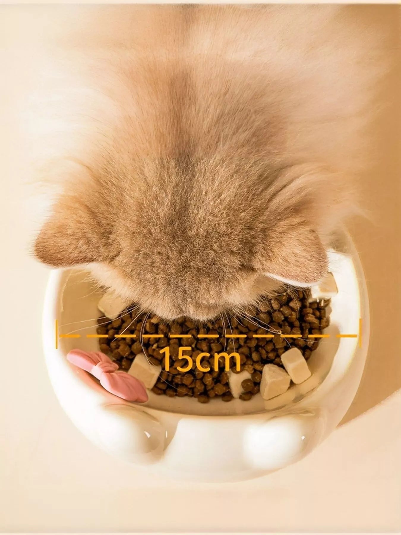 Ceramic Pet Bowl with Bowknot Decoration – view 2