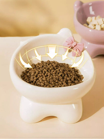 Ceramic Pet Bowl with Bowknot Decoration – view 3