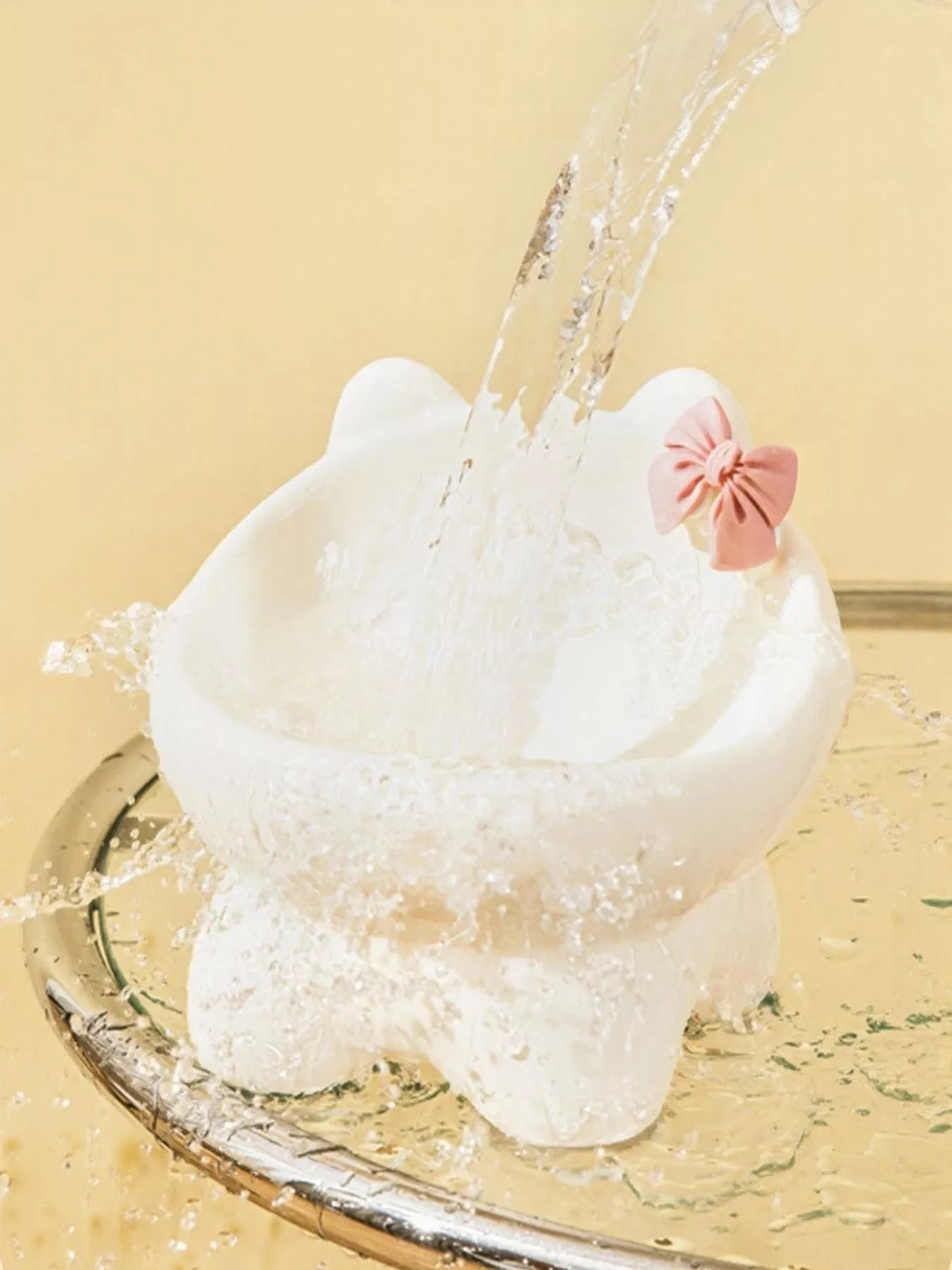 Ceramic Pet Bowl with Bowknot Decoration – view 4