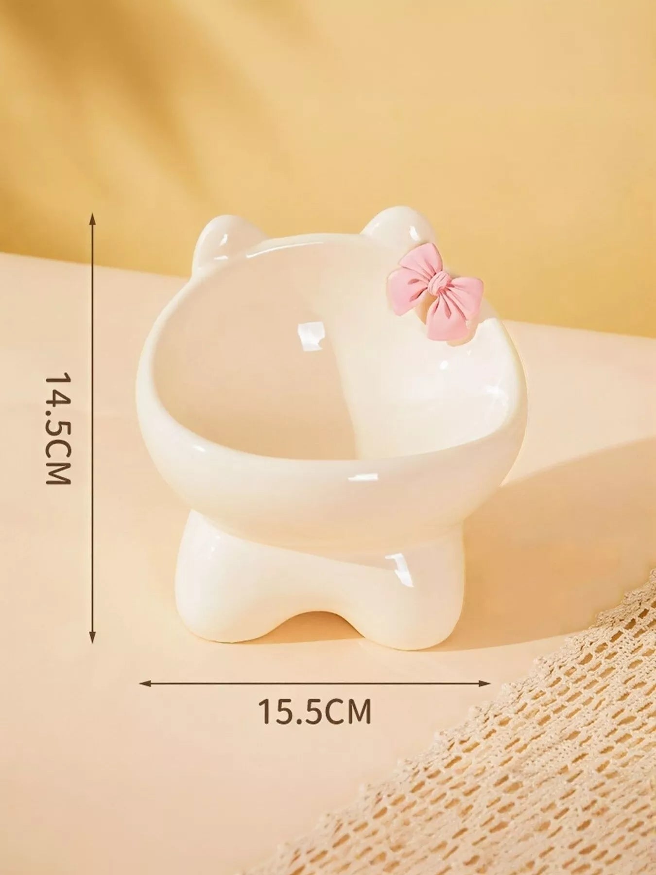 Ceramic Pet Bowl with Bowknot Decoration – view 5
