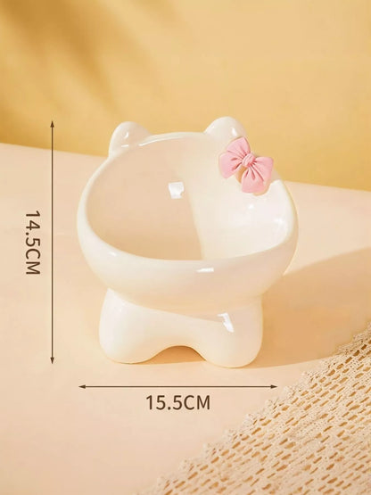 Ceramic Pet Bowl with Bowknot Decoration – view 5