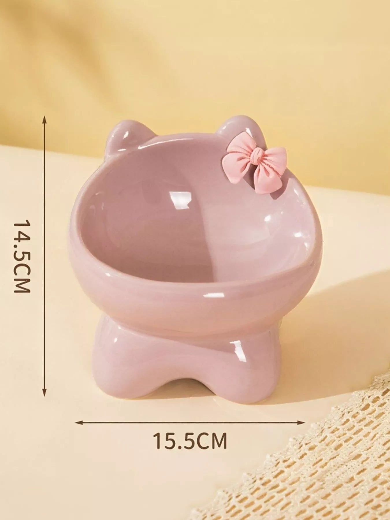 Ceramic Pet Bowl with Bowknot Decoration – view 6