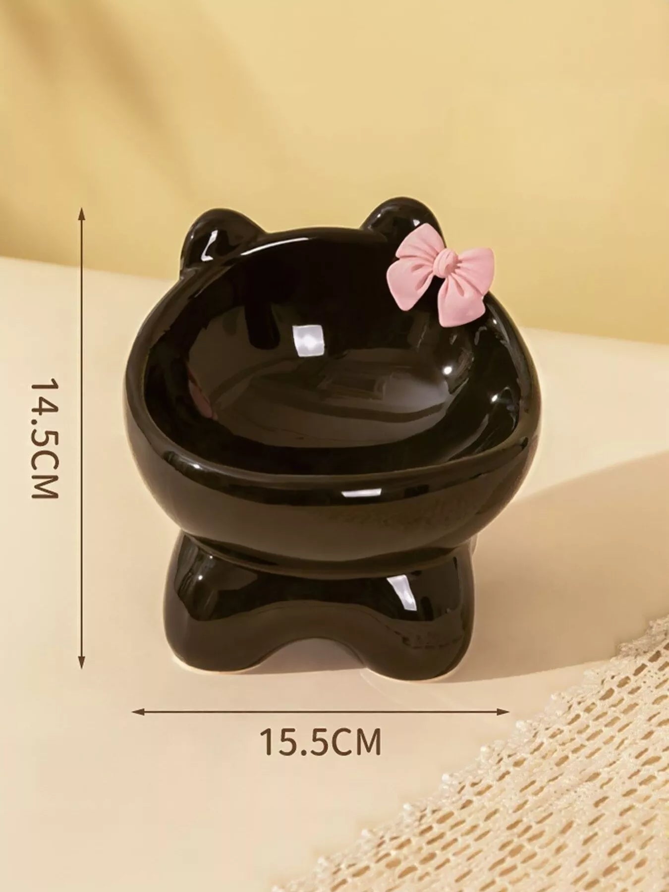 Ceramic Pet Bowl with Bowknot Decoration – view 7