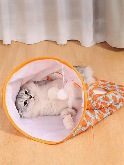 Collapsible Printed Polyester Cat Tunnel Toy – Pop-Up Play Tunnel for Cats, 17.7"x13.8" – view 2