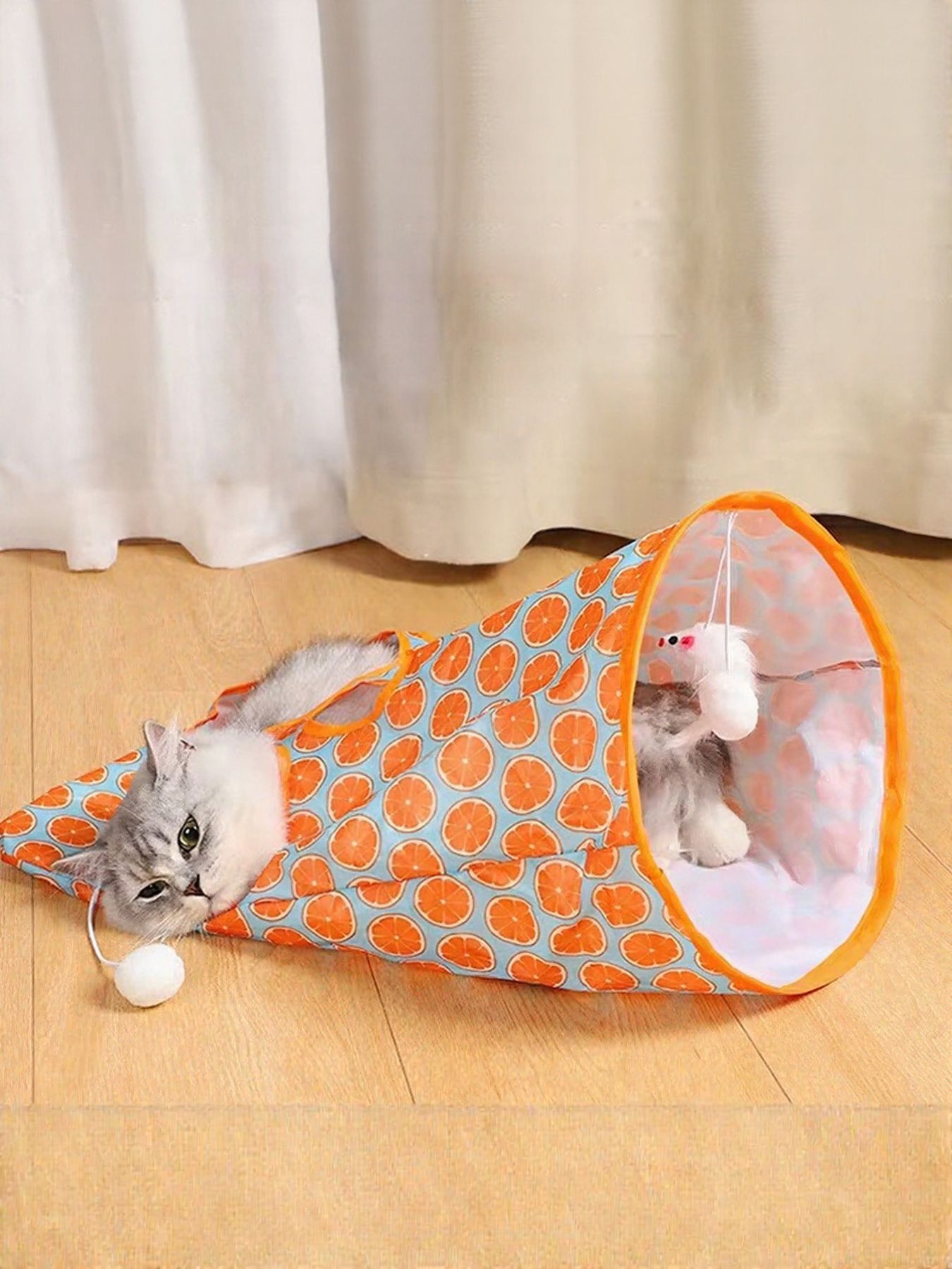Collapsible Printed Polyester Cat Tunnel Toy – Pop-Up Play Tunnel for Cats, 17.7"x13.8" – view 3