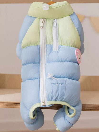 Color Block Warm Pet Jumpsuit – Zip-Up Dog & Cat Winter Romper – view 13