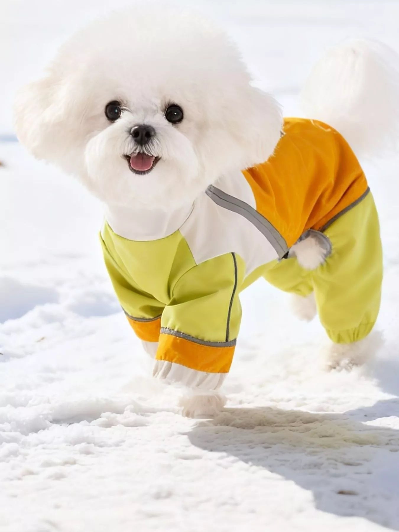 Color block zip-up pet jumpsuit, warm winter romper for dogs and cats