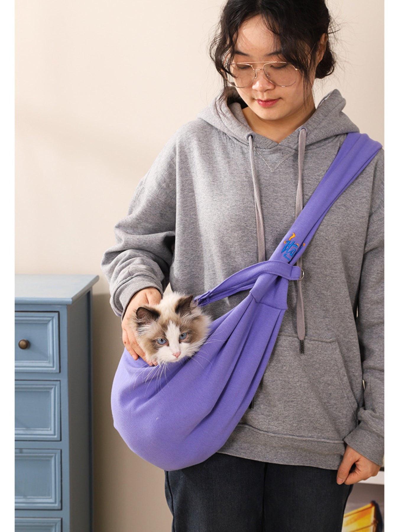 Comfortable Large Polyester Pet Carrier Sling Bag – Hands-Free Travel Bag for Dogs & Cats – view 9