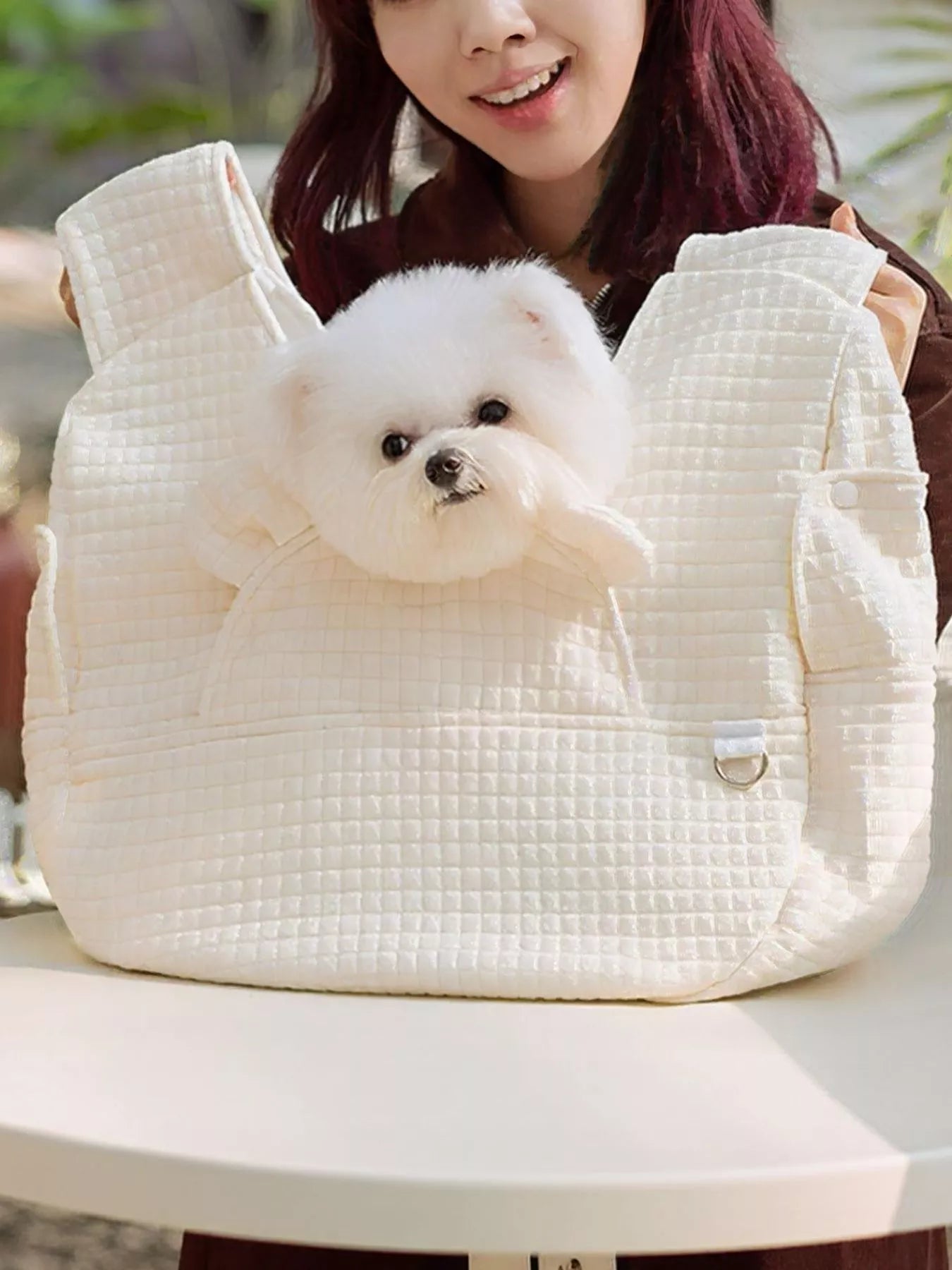 Comfortable Quilted Cotton Pet Carrier Sling Bag – Small Hands-Free Bag for Cats & Dogs – view 2