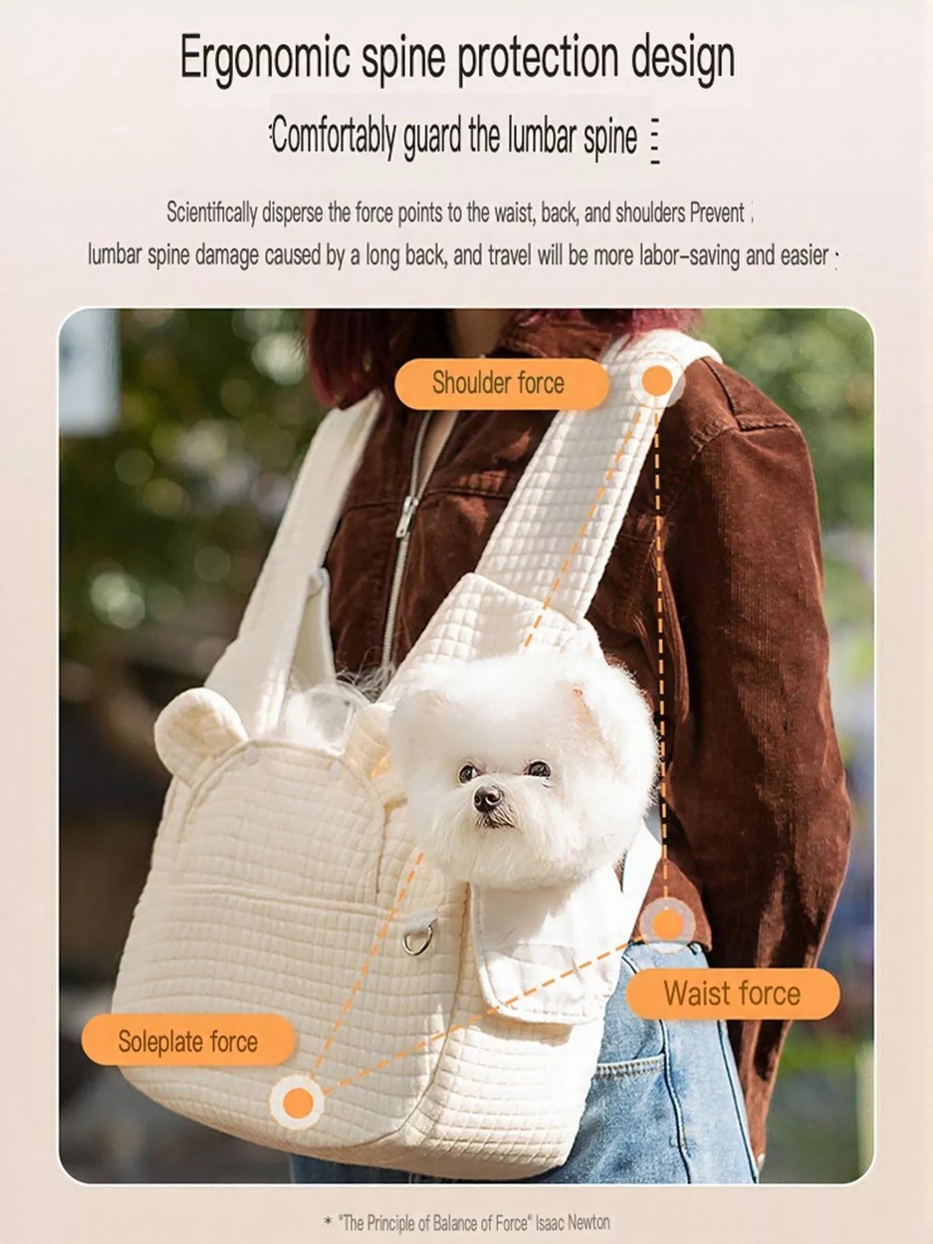 Comfortable Quilted Cotton Pet Carrier Sling Bag – Small Hands-Free Bag for Cats & Dogs – view 6