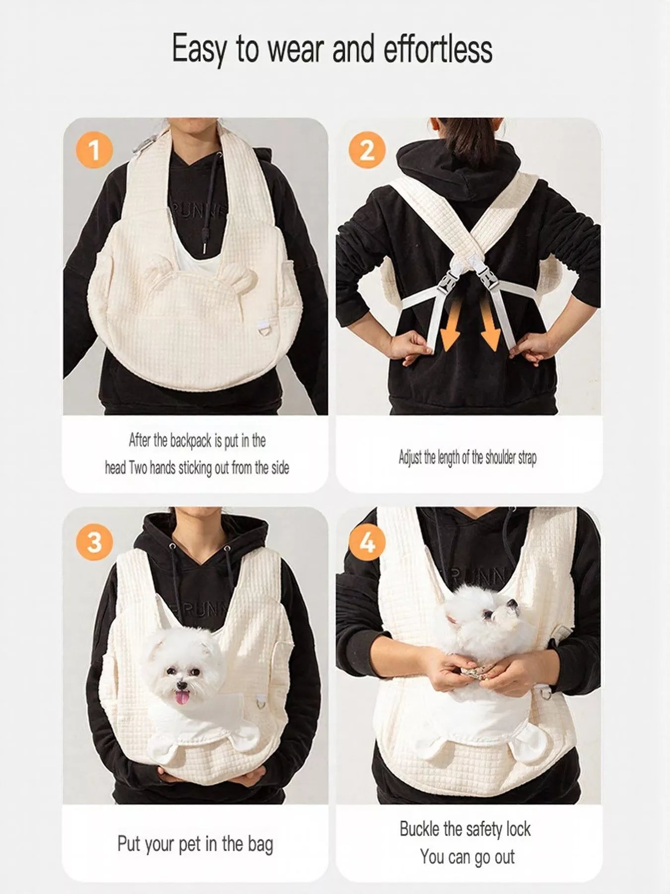 Comfortable Quilted Cotton Pet Carrier Sling Bag – Small Hands-Free Bag for Cats & Dogs – view 9