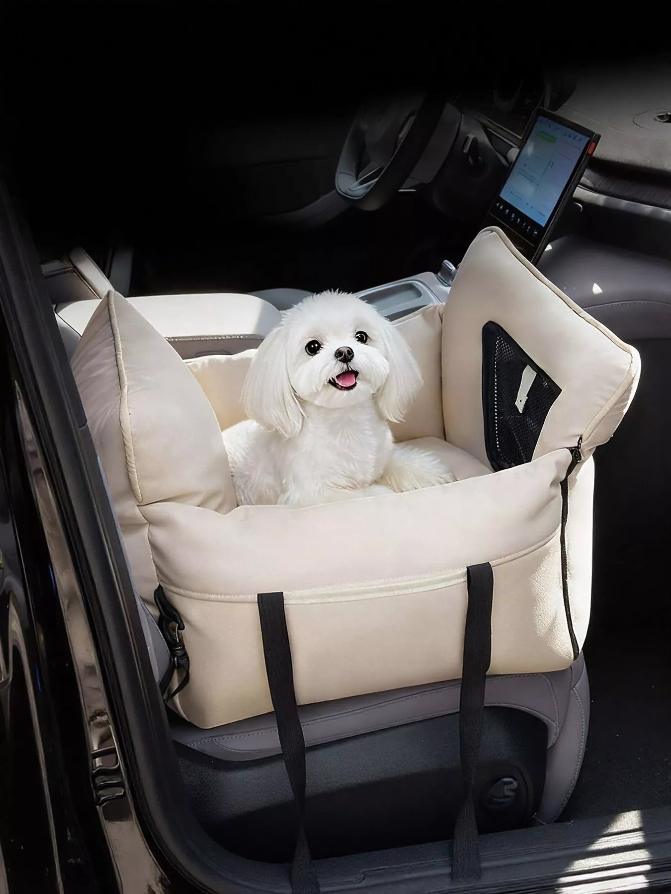 Comfortable & Secure Pet Car Seat Bed – Elevated Booster Seat for Cats up to 27.5 lbs & Dogs up to 22 lbs – view 9