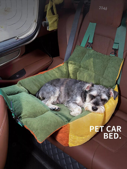 Comfortable secure elevated pet car seat booster bed for cats and dogs
